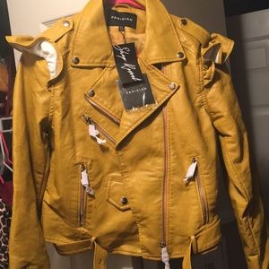 Yellow faux leather jacket